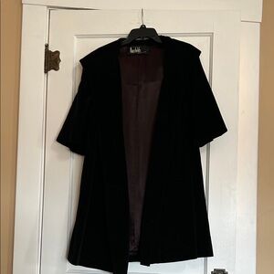 Hooded Black Velvet Women's Coat